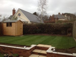 newly laid lawn in a residential garden
